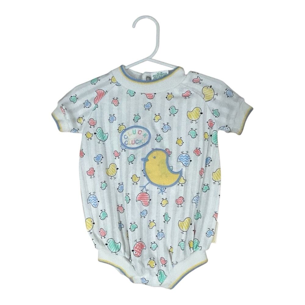 Vintage Health-Tex Baby Romper Bodysuit Click Click Chicken Chicks Sz 3-6 Months